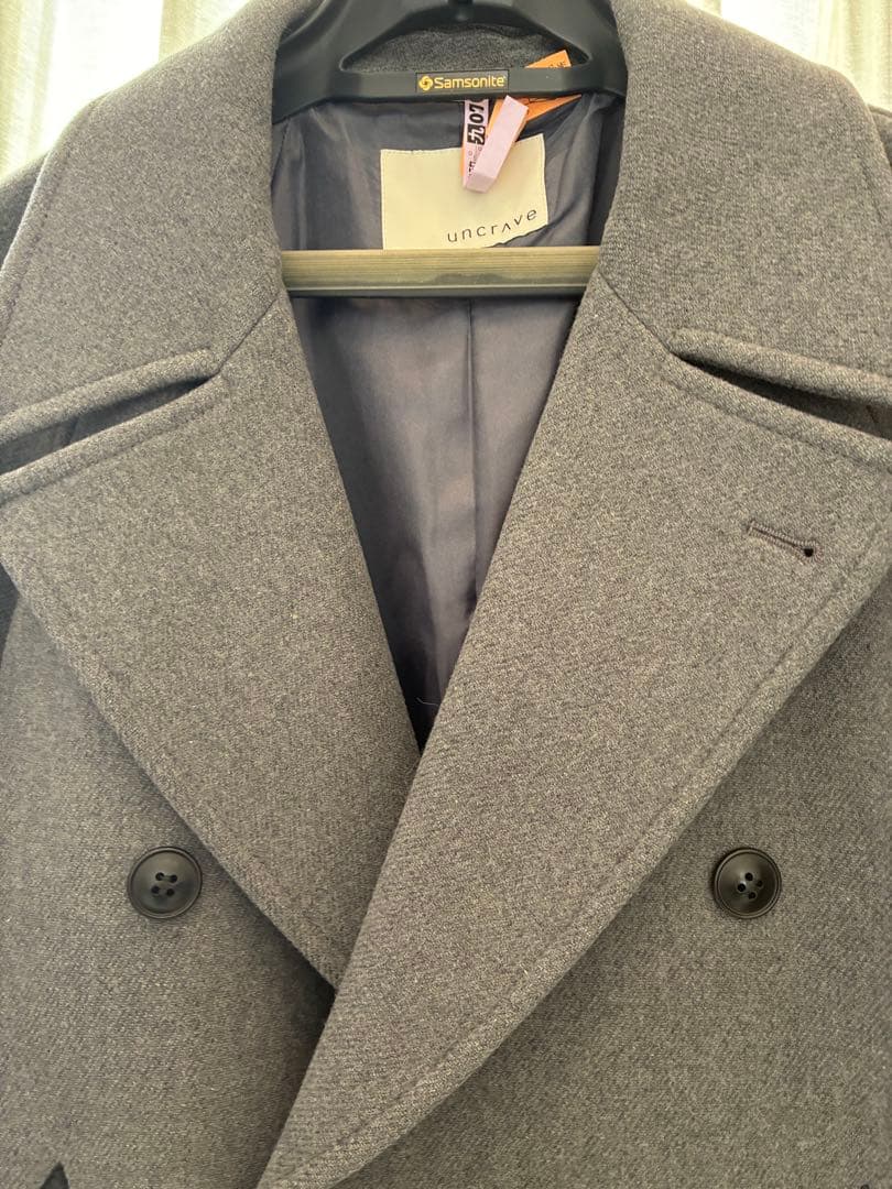 uncrave(アンクレイヴ)グレー ダブルブレスト ピーコート ウール混合