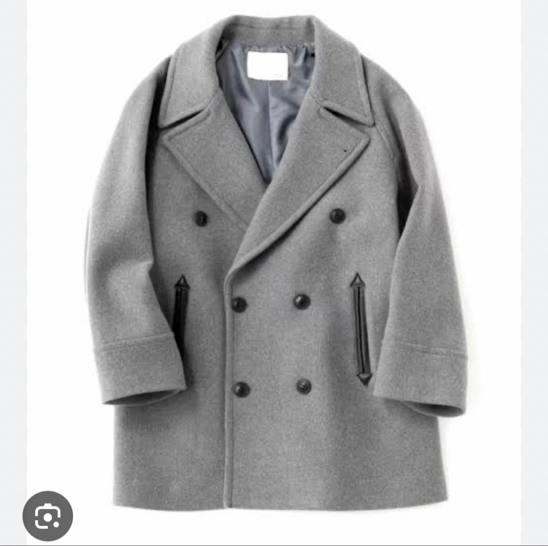uncrave(アンクレイヴ)グレー ダブルブレスト ピーコート ウール混合