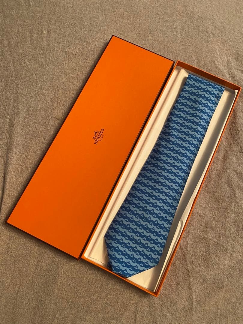 エルメス ネクタイ HERMES 青系 (新品未使用)