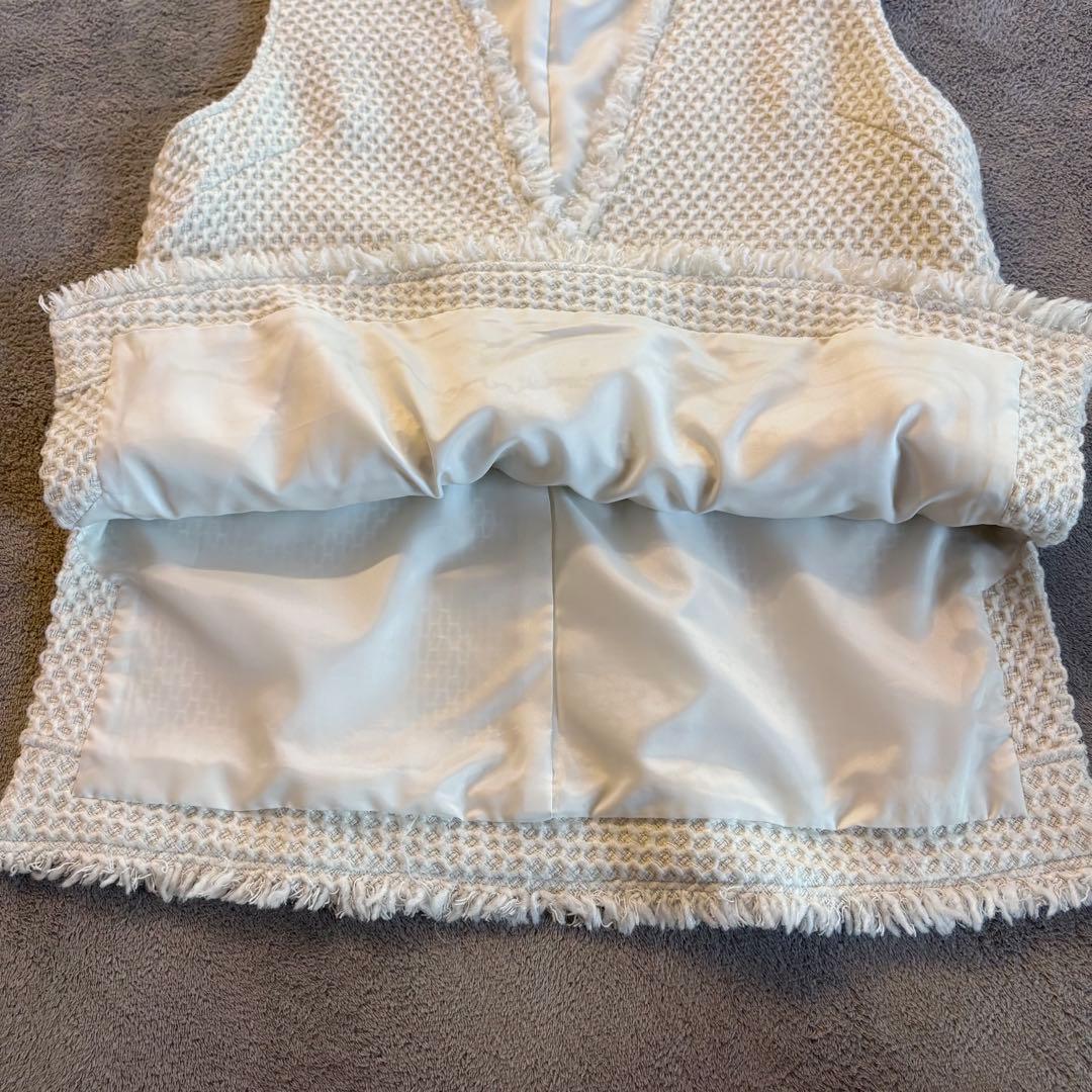 美品✨アルアバイル ツイード ベスト フリンジ Vネック エンブレムボタン