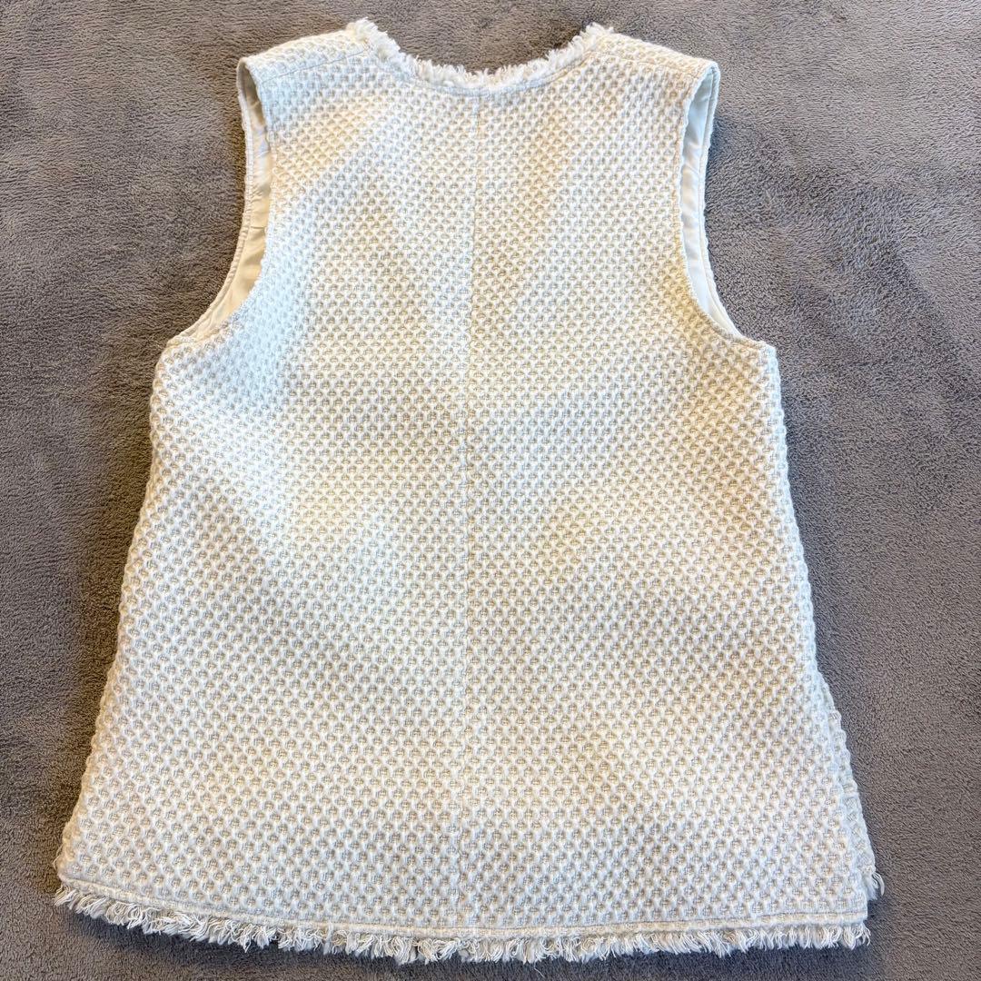 美品✨アルアバイル ツイード ベスト フリンジ Vネック エンブレムボタン