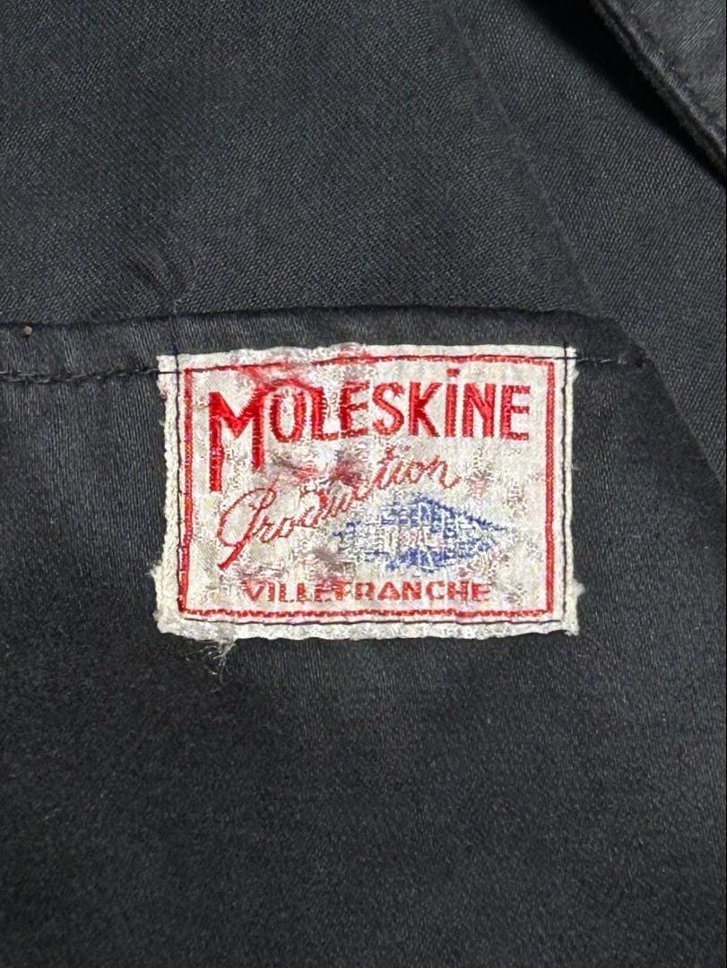 40’s ブラックモールスキンワークジャケット Vポケ