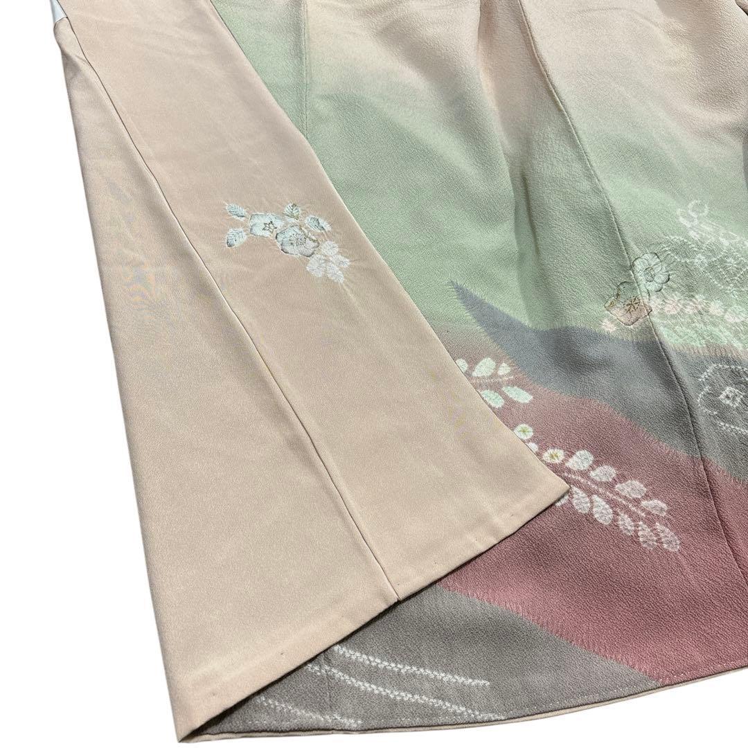 A126愛華 訪問着名門 滝泰 辻が花 絞り 訪問着 紋なし洗柿色フォーマル