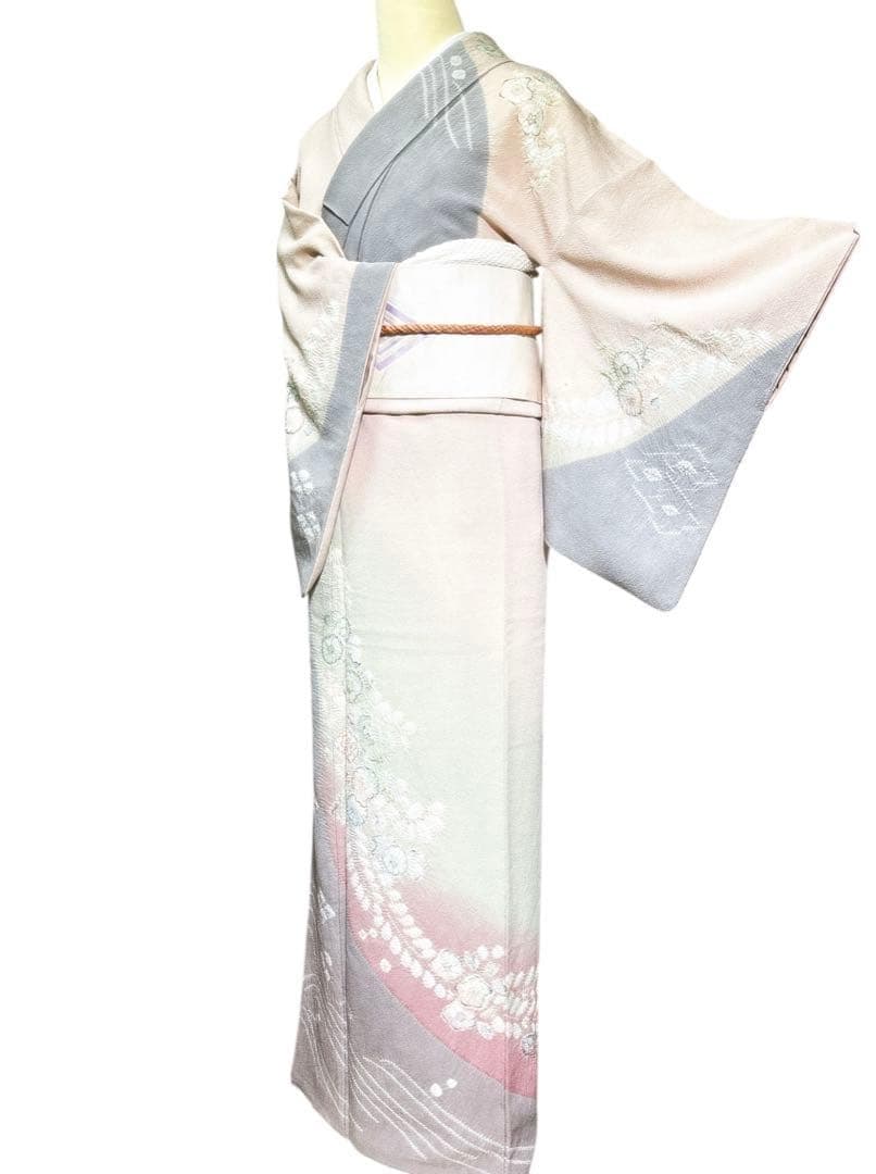 A126愛華 訪問着名門 滝泰 辻が花 絞り 訪問着 紋なし洗柿色フォーマル