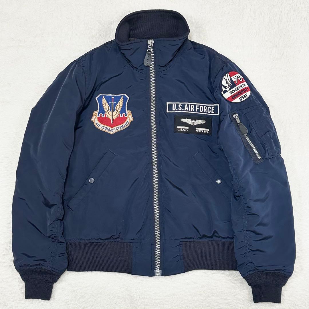 美品✨アヴィレックス USAF 70周年記念 MA-1 ネイビー ジャケット M