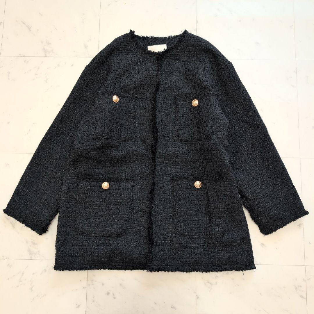 【美品】ガリャルダガランテ ツイードジャケット コート 金ボタン　黒