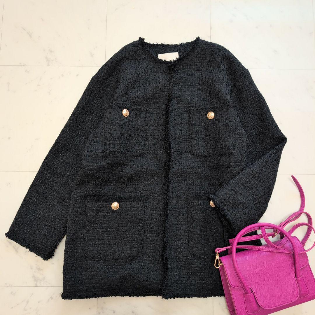 【美品】ガリャルダガランテ ツイードジャケット コート 金ボタン　黒