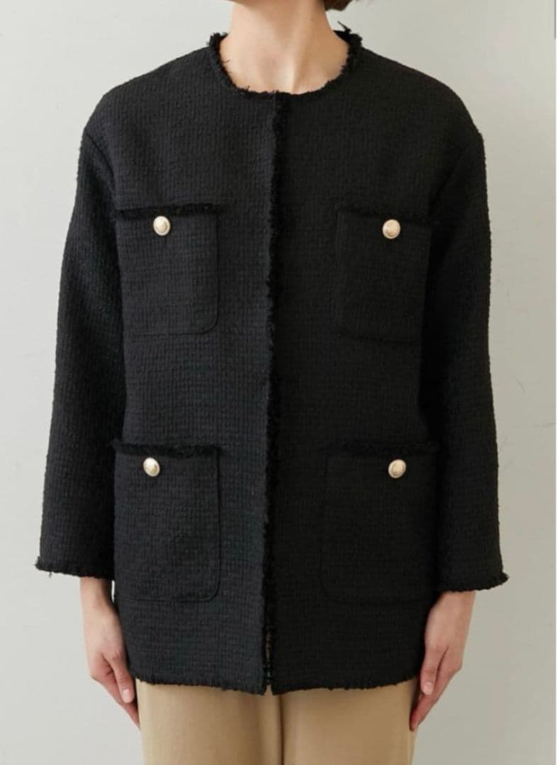 【美品】ガリャルダガランテ ツイードジャケット コート 金ボタン　黒