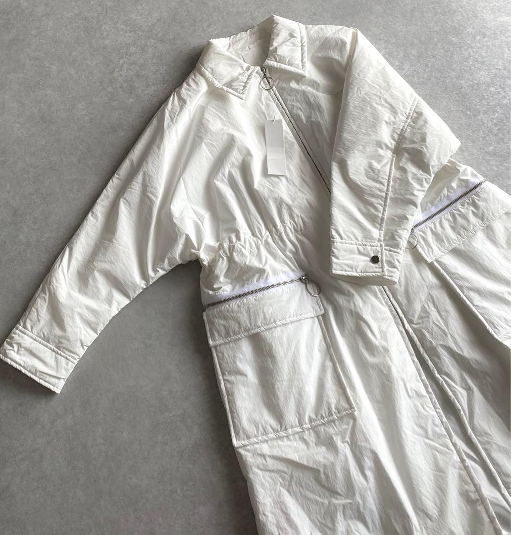 SHENERY ドロスト付き 中綿 ロングコート ホワイト 24AW