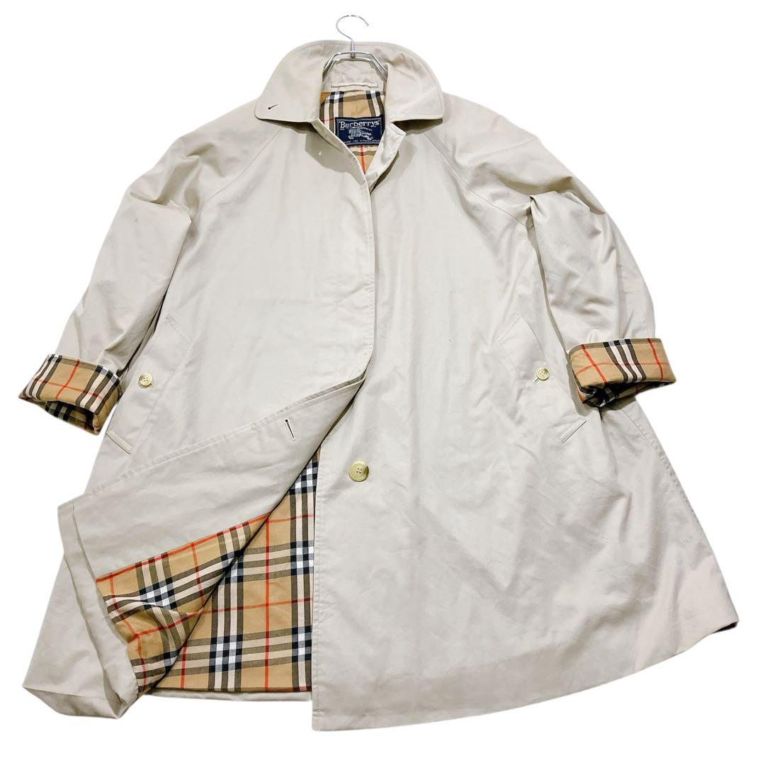 【逸品】バーバリーズ　ロングステンカラーコート　ライトベージュ　L相当