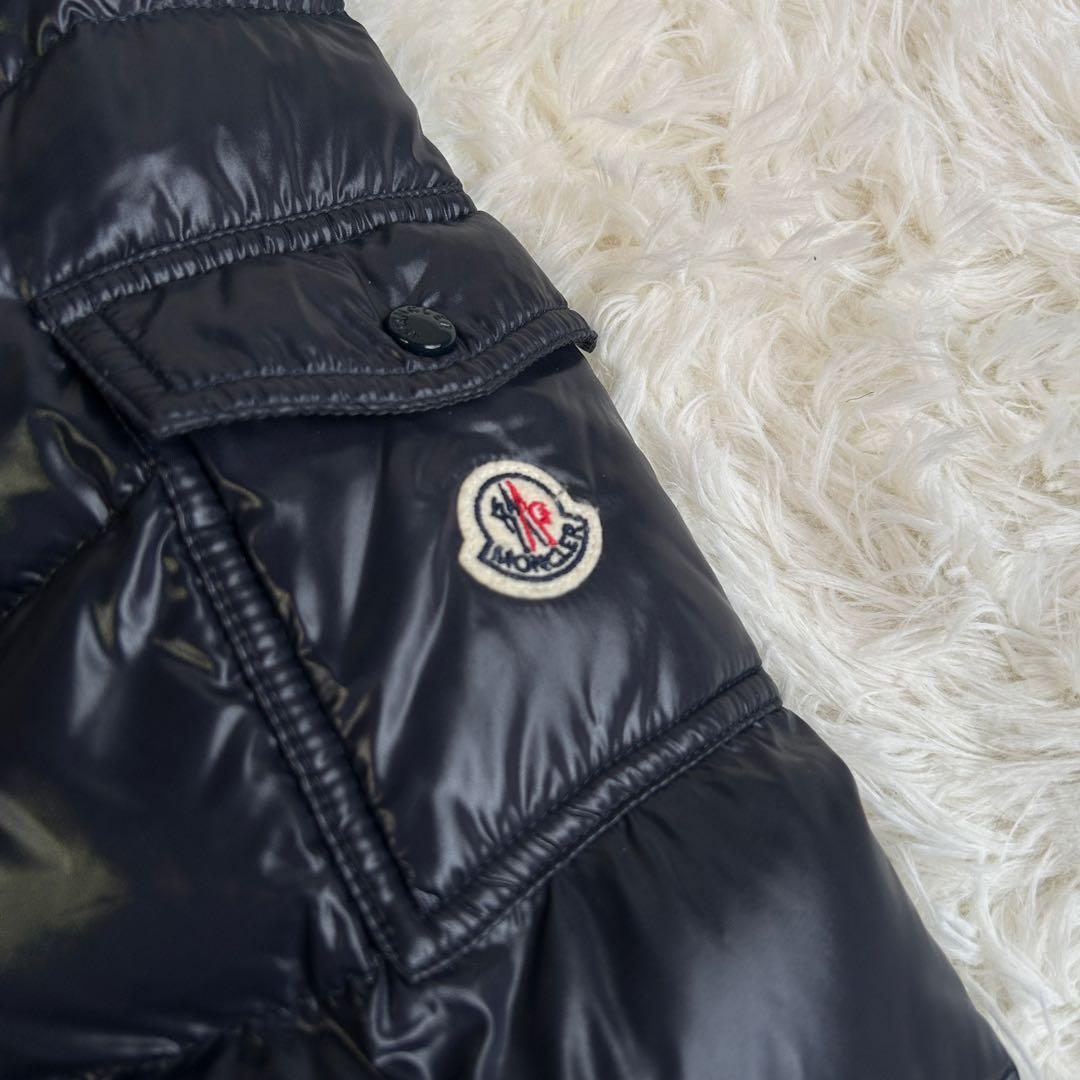 【美品】モンクレール マンテラ ショール ダウン切り替え ポンチョ 紺