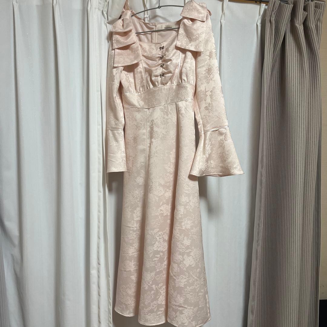 ロゼミューズ shoulder ribbon jacquard dress