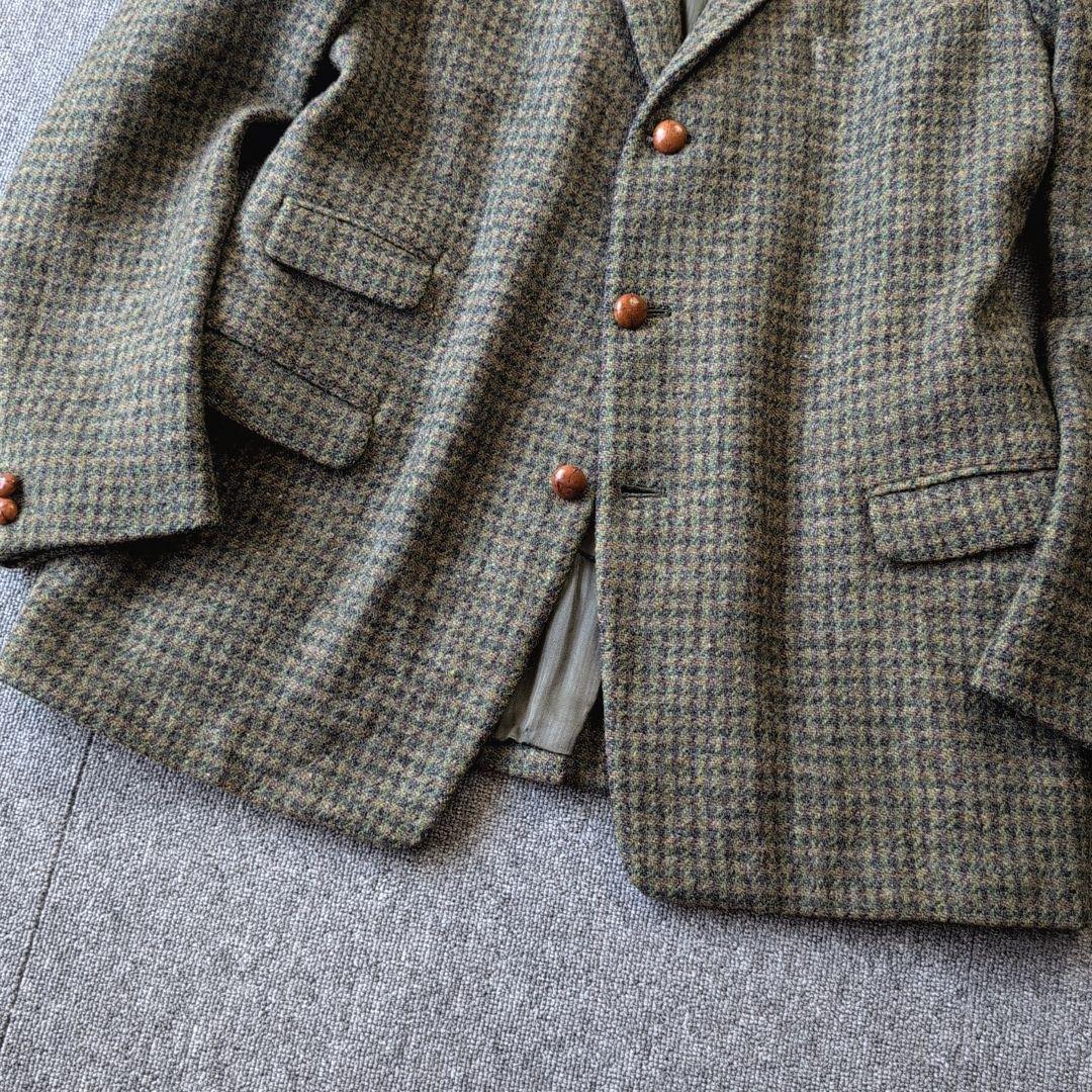 希少 50s ビンテージ ハリスツイード ジャケット ウール くるみボタン 古着