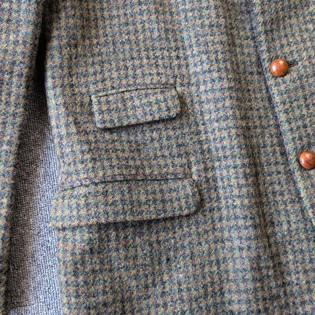 希少 50s ビンテージ ハリスツイード ジャケット ウール くるみボタン 古着