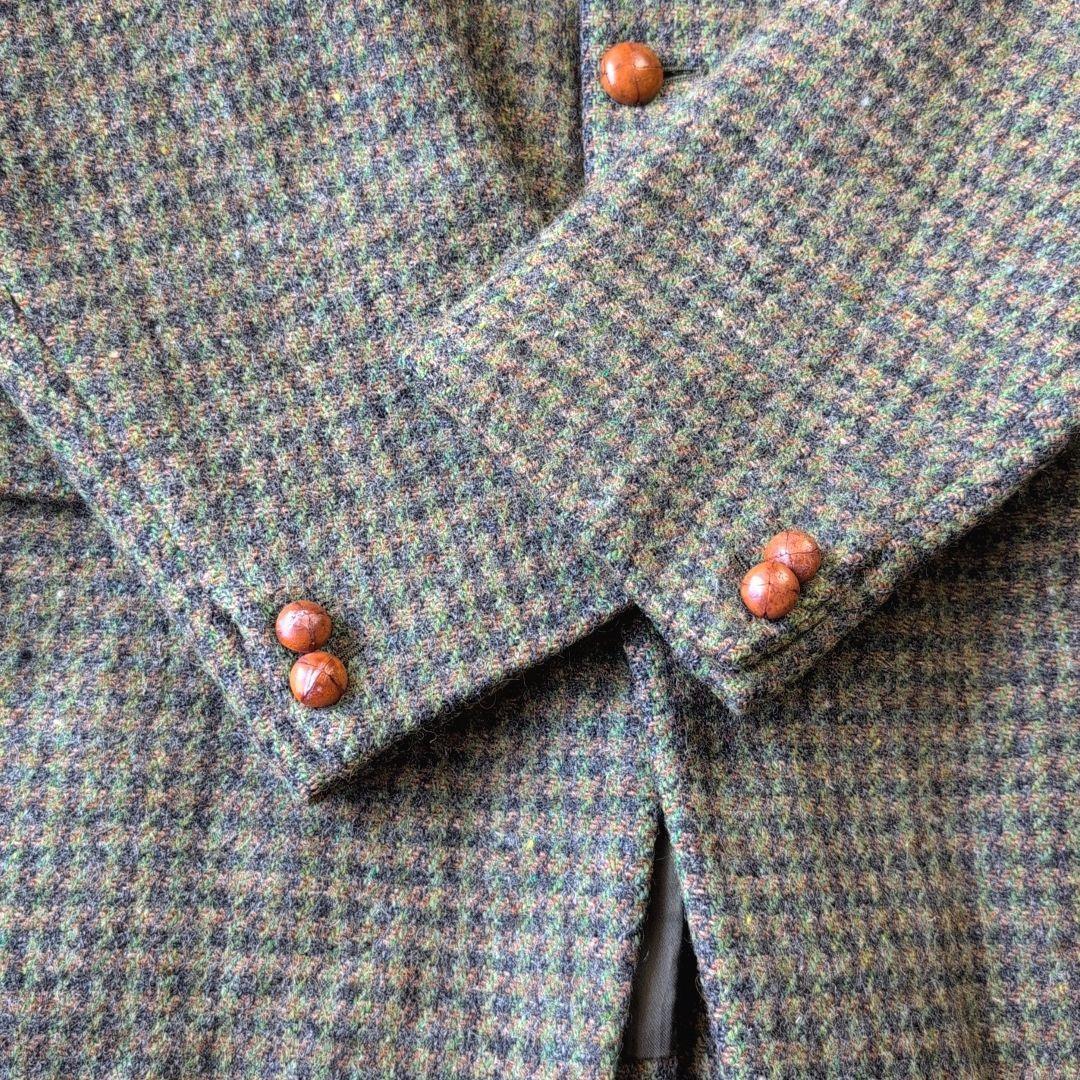 希少 50s ビンテージ ハリスツイード ジャケット ウール くるみボタン 古着