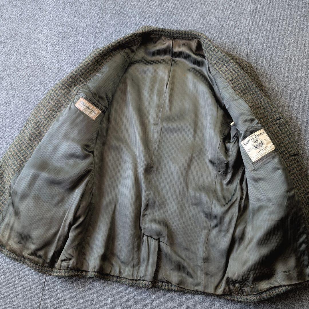 希少 50s ビンテージ ハリスツイード ジャケット ウール くるみボタン 古着