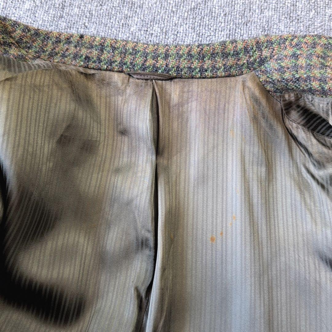 希少 50s ビンテージ ハリスツイード ジャケット ウール くるみボタン 古着