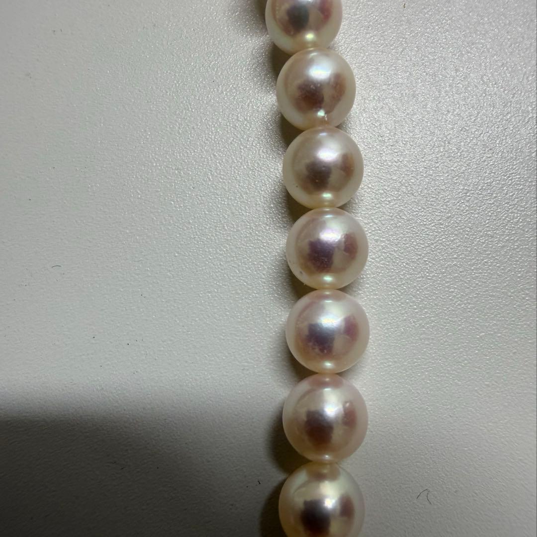 真珠 約7.2-7.4mm珠　シルバー クラスプ ネックレス　☺︎