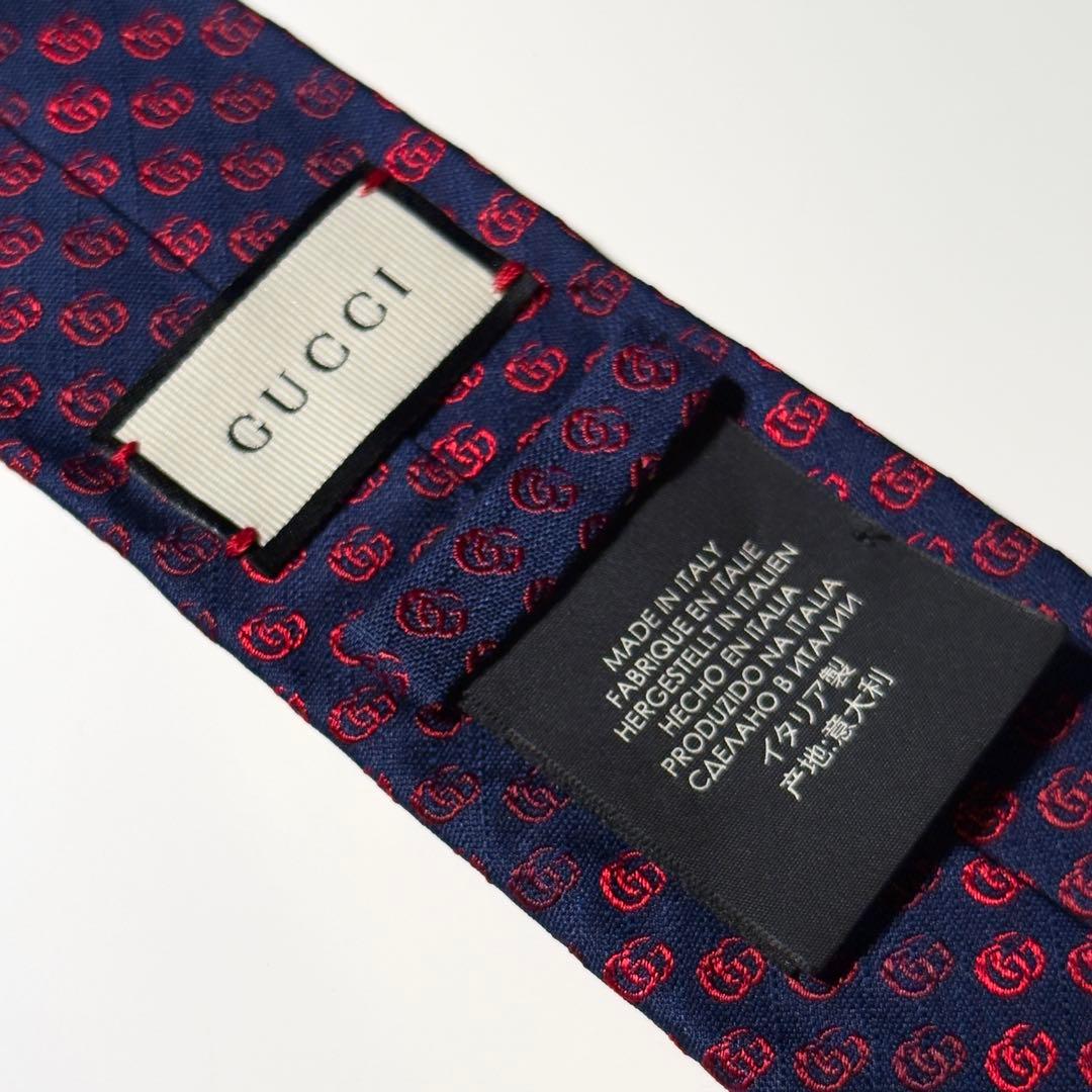 【美品】 GUCCI グッチ GG柄 レッド系 ネクタイ
