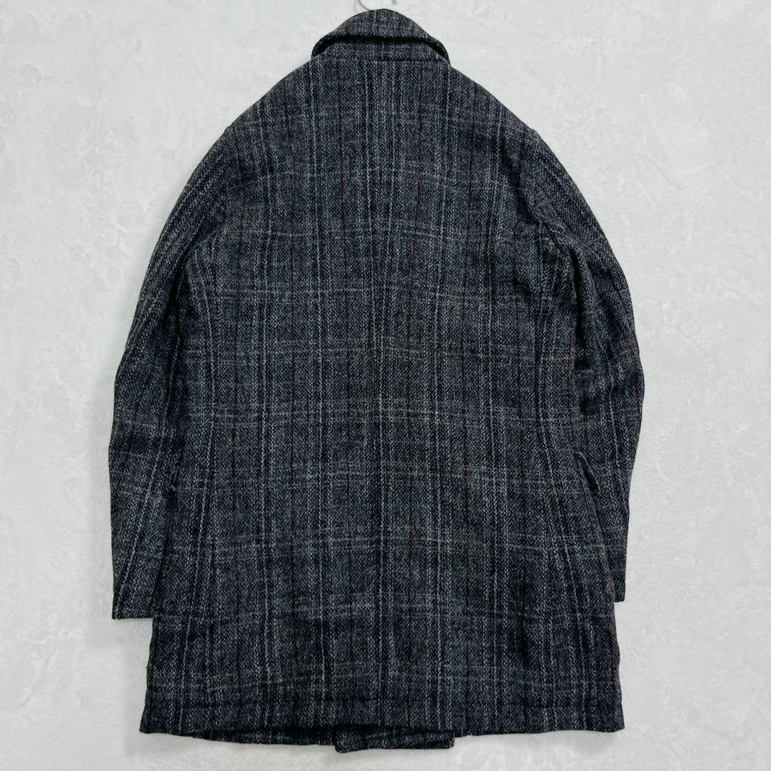 美品『アーバンリサーチロッソ』ハリスツイード ロングピーコート チェック M
