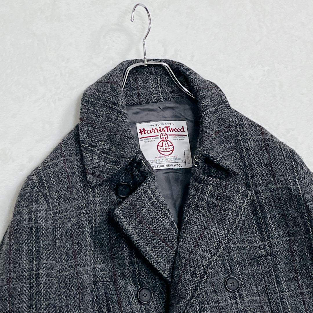 美品『アーバンリサーチロッソ』ハリスツイード ロングピーコート チェック M