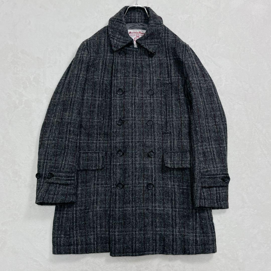 美品『アーバンリサーチロッソ』ハリスツイード ロングピーコート チェック M