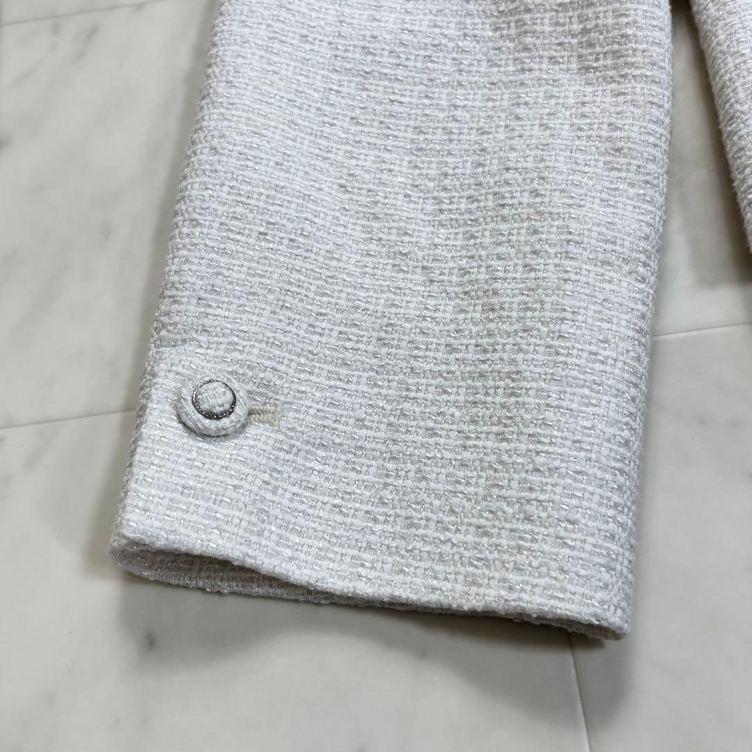 23区★美品★大きいサイズ ライトシャインツイード ノーカラー ジャケット