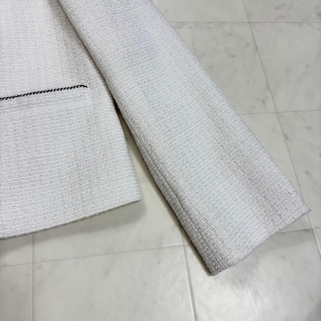 23区★美品★大きいサイズ ライトシャインツイード ノーカラー ジャケット