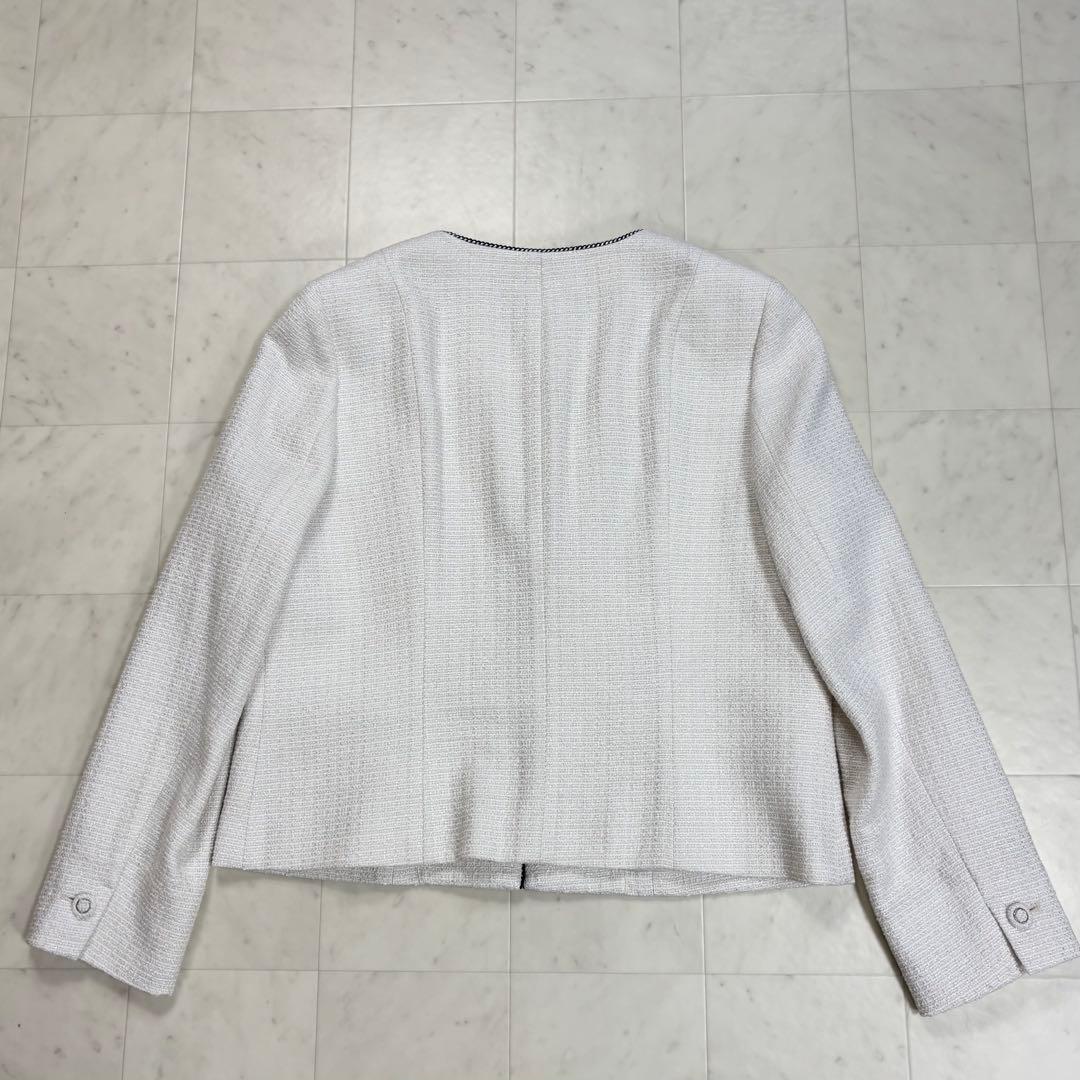 23区★美品★大きいサイズ ライトシャインツイード ノーカラー ジャケット