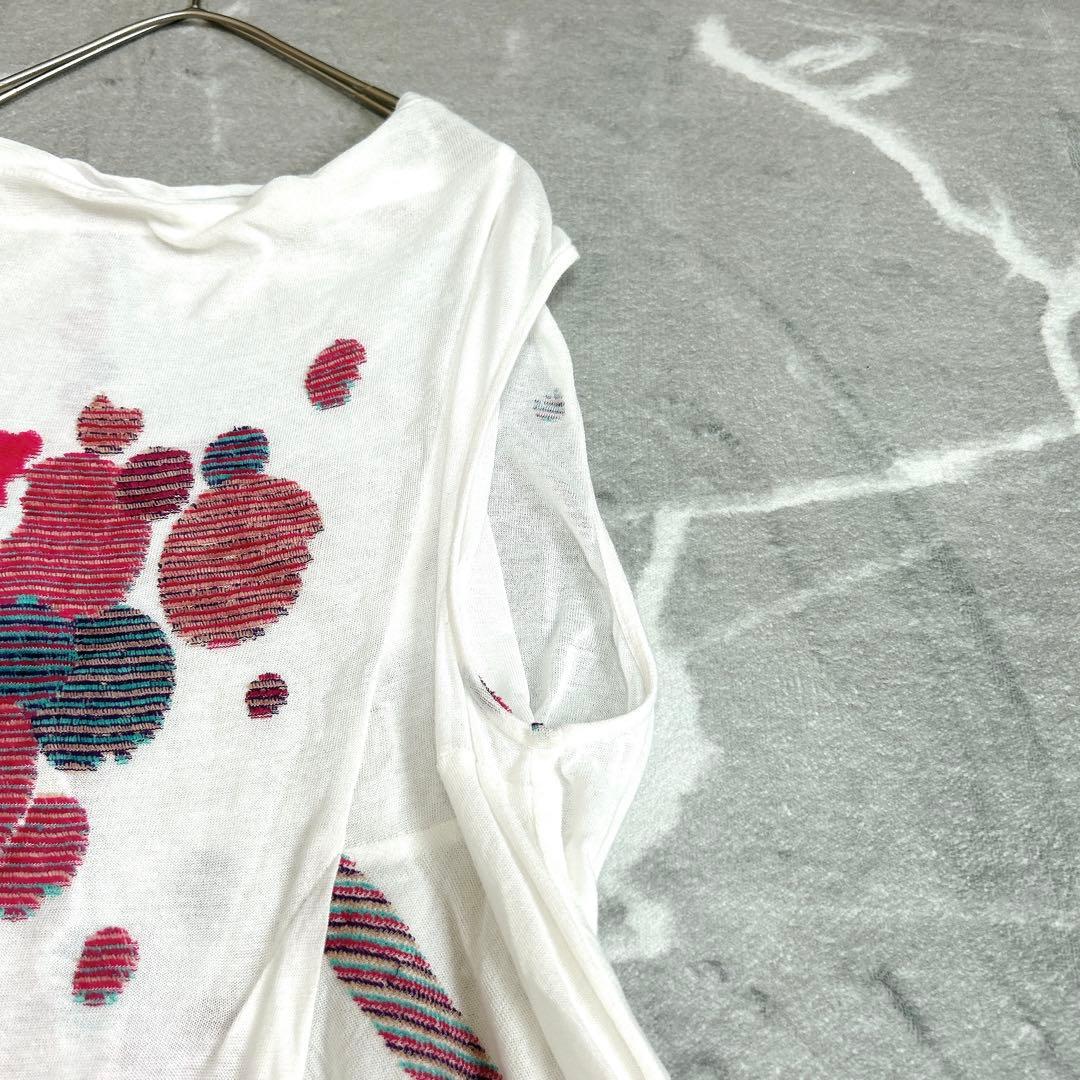 美品⁂センソユニコ⁂ジウ⁂ノースリーブロングチュニック　ジャガード　総柄　変形裾