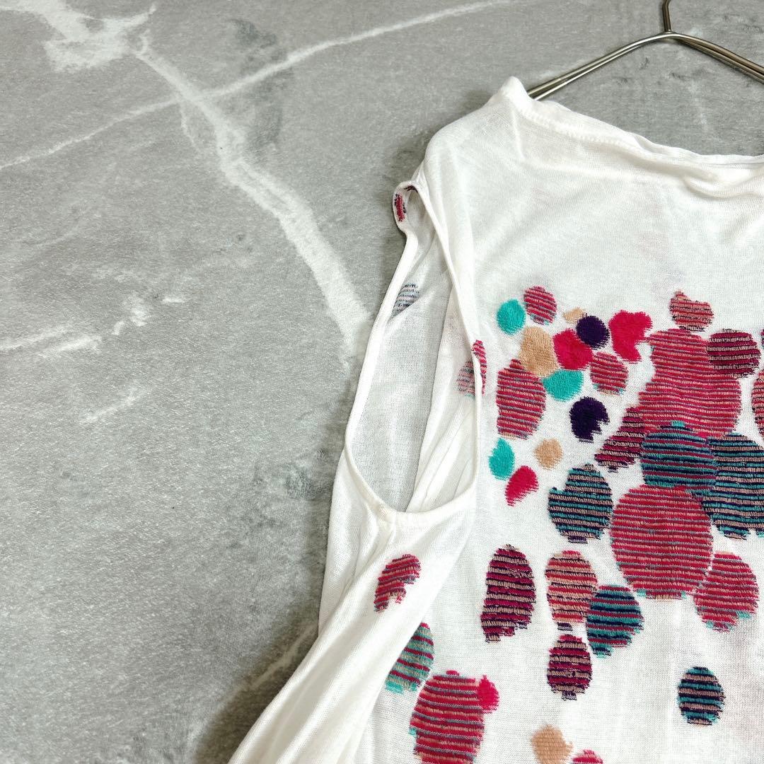 美品⁂センソユニコ⁂ジウ⁂ノースリーブロングチュニック　ジャガード　総柄　変形裾