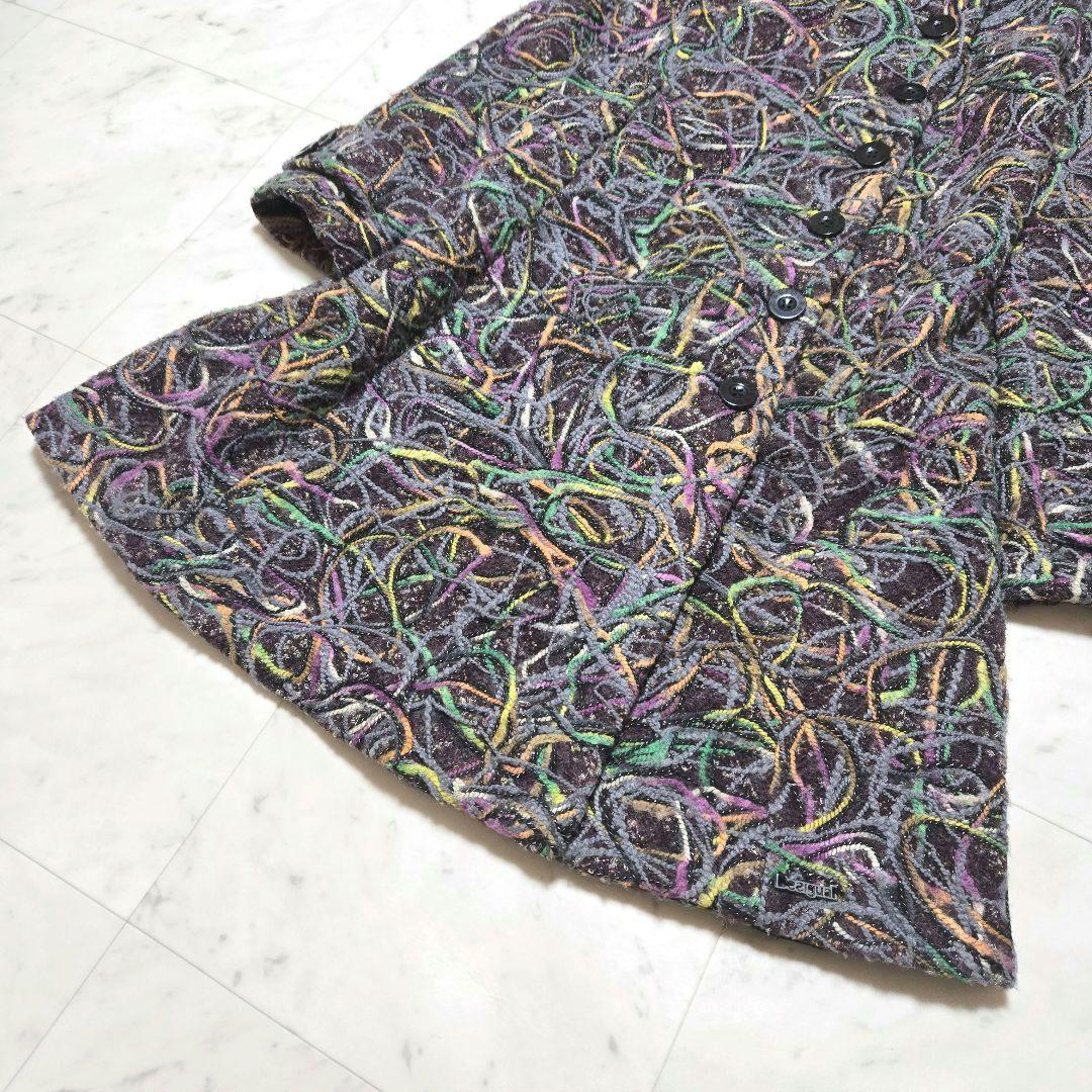 帯専 個性派様【希少】Desigual モール刺繍ラメ デザイン ウールコート