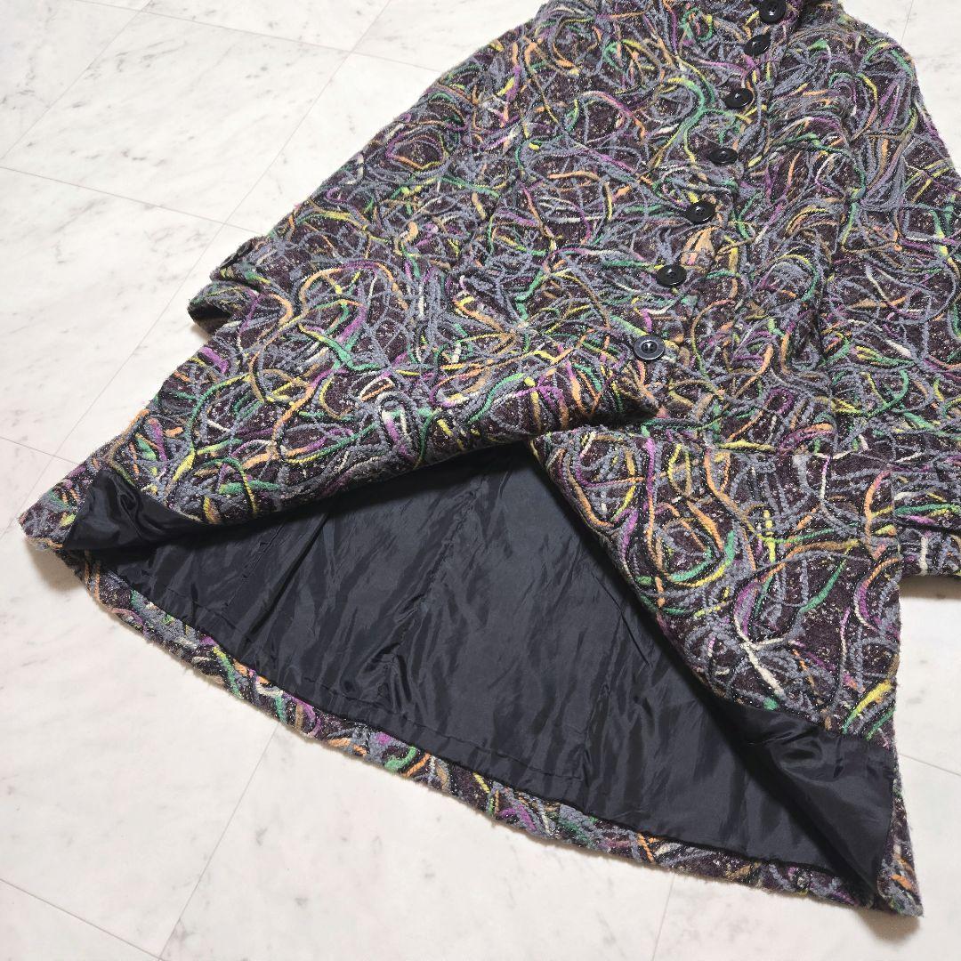 帯専 個性派様【希少】Desigual モール刺繍ラメ デザイン ウールコート