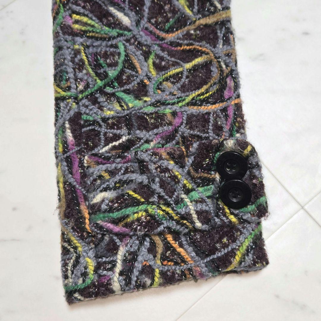 帯専 個性派様【希少】Desigual モール刺繍ラメ デザイン ウールコート