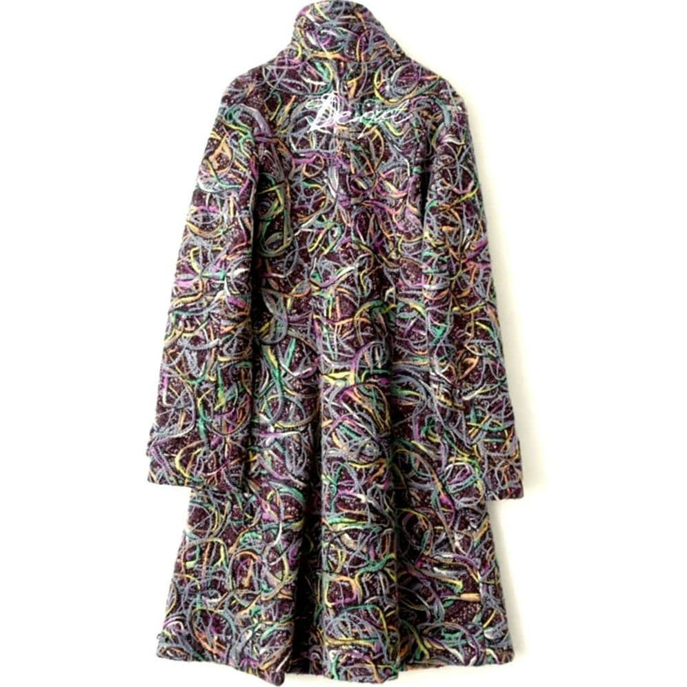 帯専 個性派様【希少】Desigual モール刺繍ラメ デザイン ウールコート