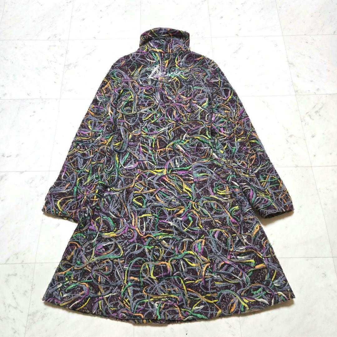 帯専 個性派様【希少】Desigual モール刺繍ラメ デザイン ウールコート