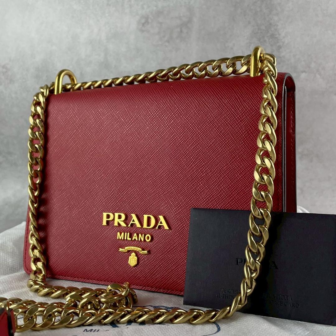 超希少美品⭐︎PRADA プラダ サフィアーノ 赤 レザー ショルダーバッグ