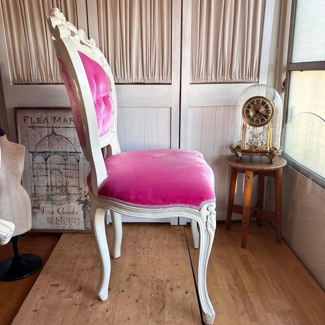 ロココ調　椅子　プリンセス　姫　ダイニングチェアA　ピンク　アンティーク