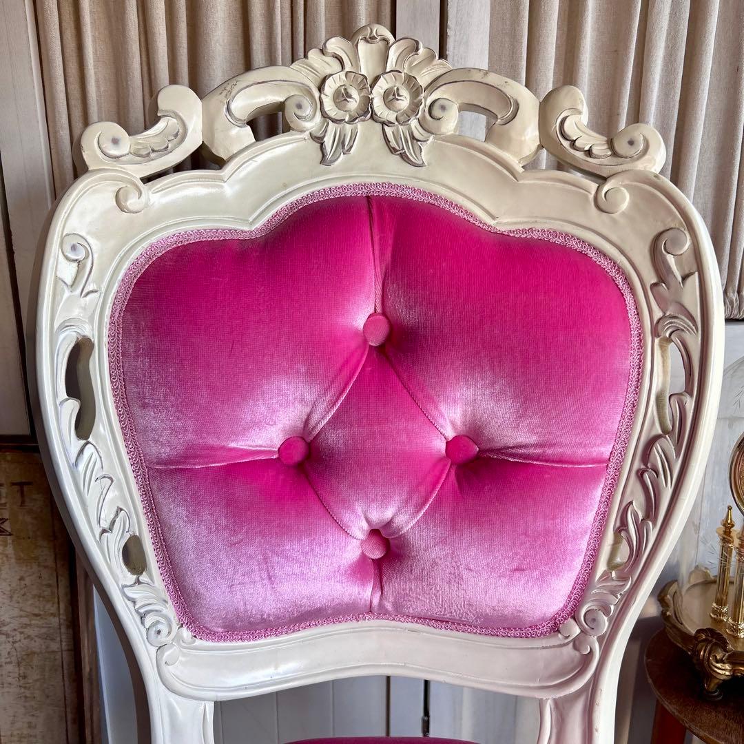 ロココ調　椅子　プリンセス　姫　ダイニングチェアA　ピンク　アンティーク