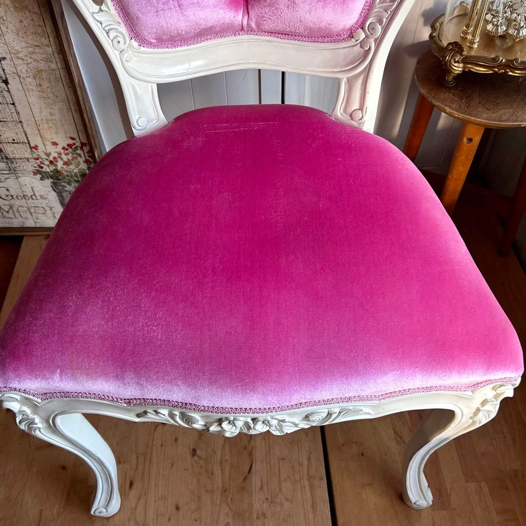 ロココ調　椅子　プリンセス　姫　ダイニングチェアA　ピンク　アンティーク