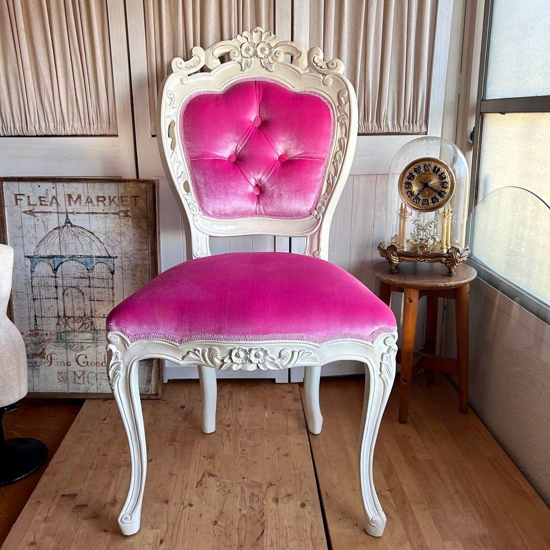ロココ調　椅子　プリンセス　姫　ダイニングチェアA　ピンク　アンティーク