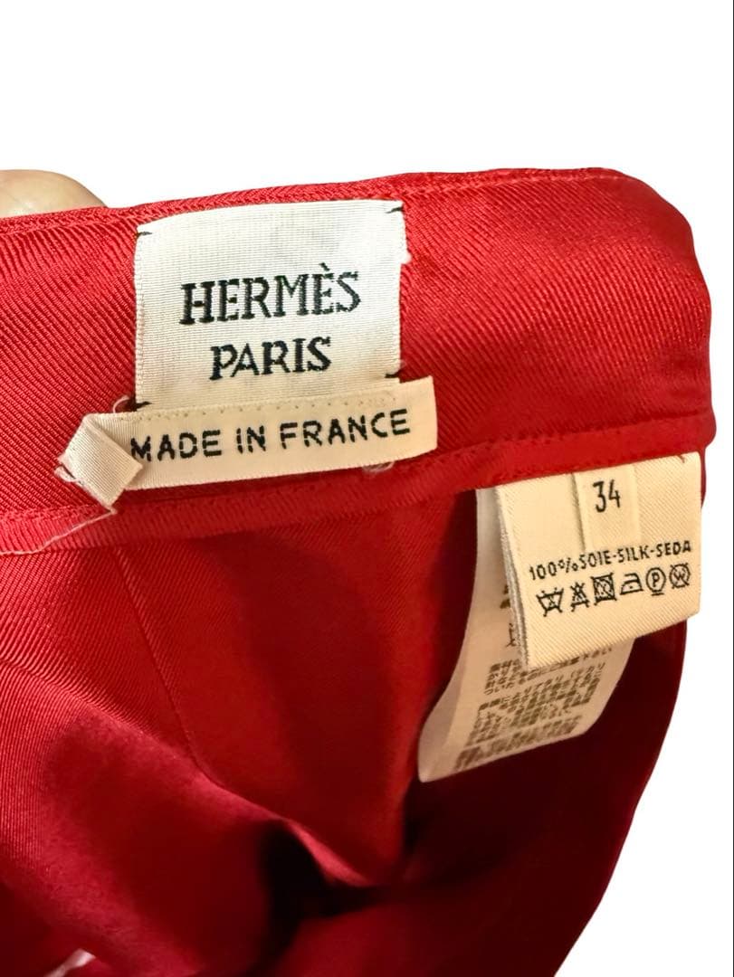 『美品』HERME'S フレアスカート 34 赤