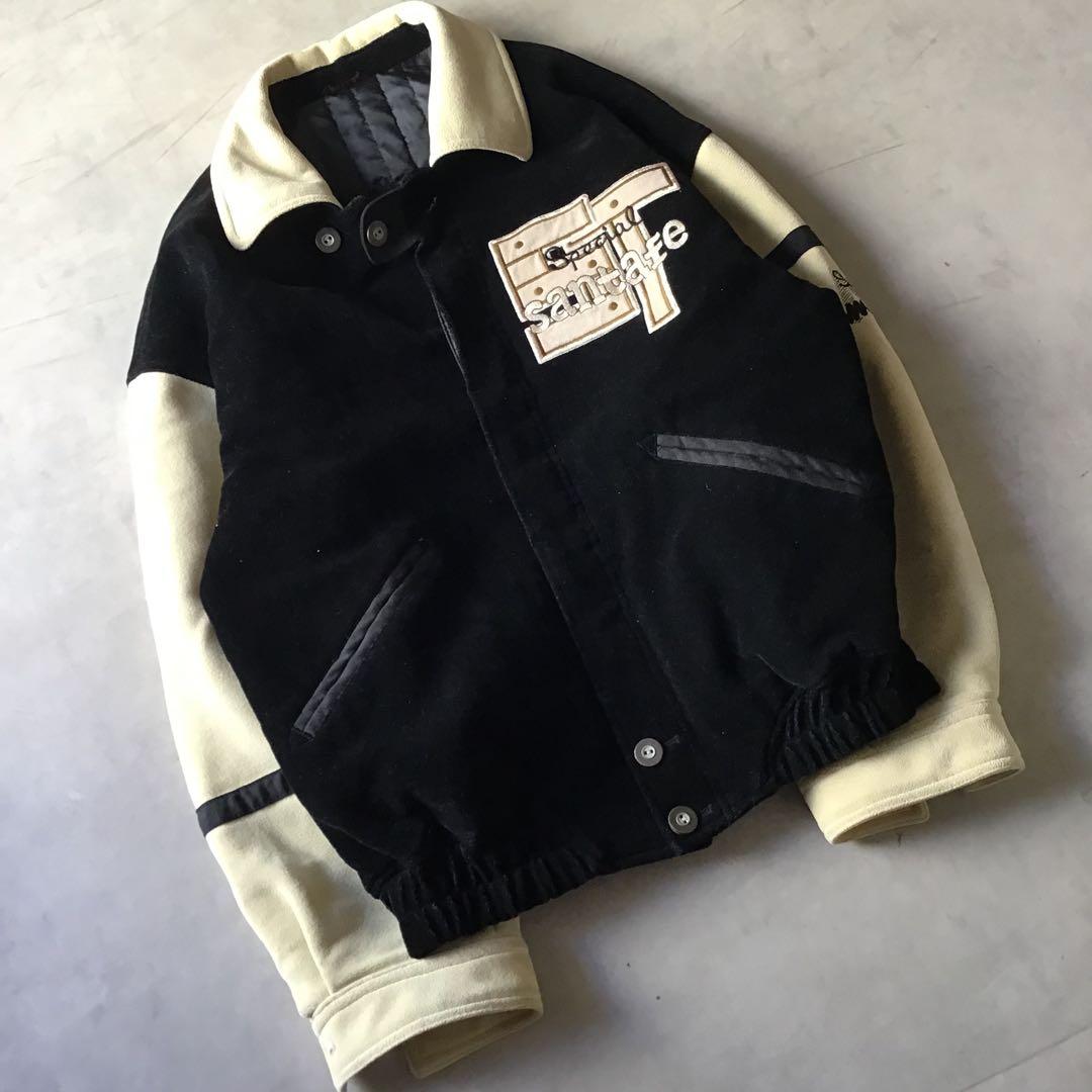 santafe サンタフェ スタジャン　ブラック　黒　中わた　胸ロゴ　刺繍