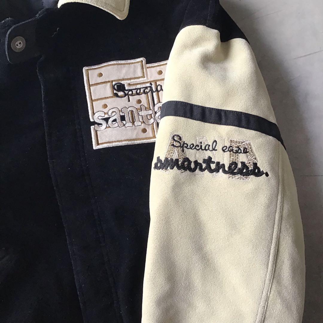 santafe サンタフェ スタジャン　ブラック　黒　中わた　胸ロゴ　刺繍