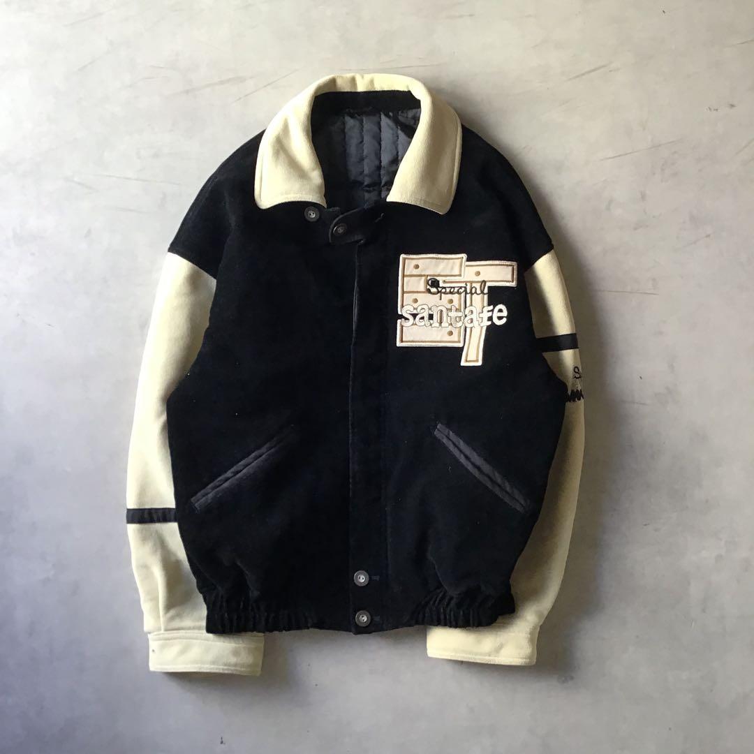 santafe サンタフェ スタジャン　ブラック　黒　中わた　胸ロゴ　刺繍