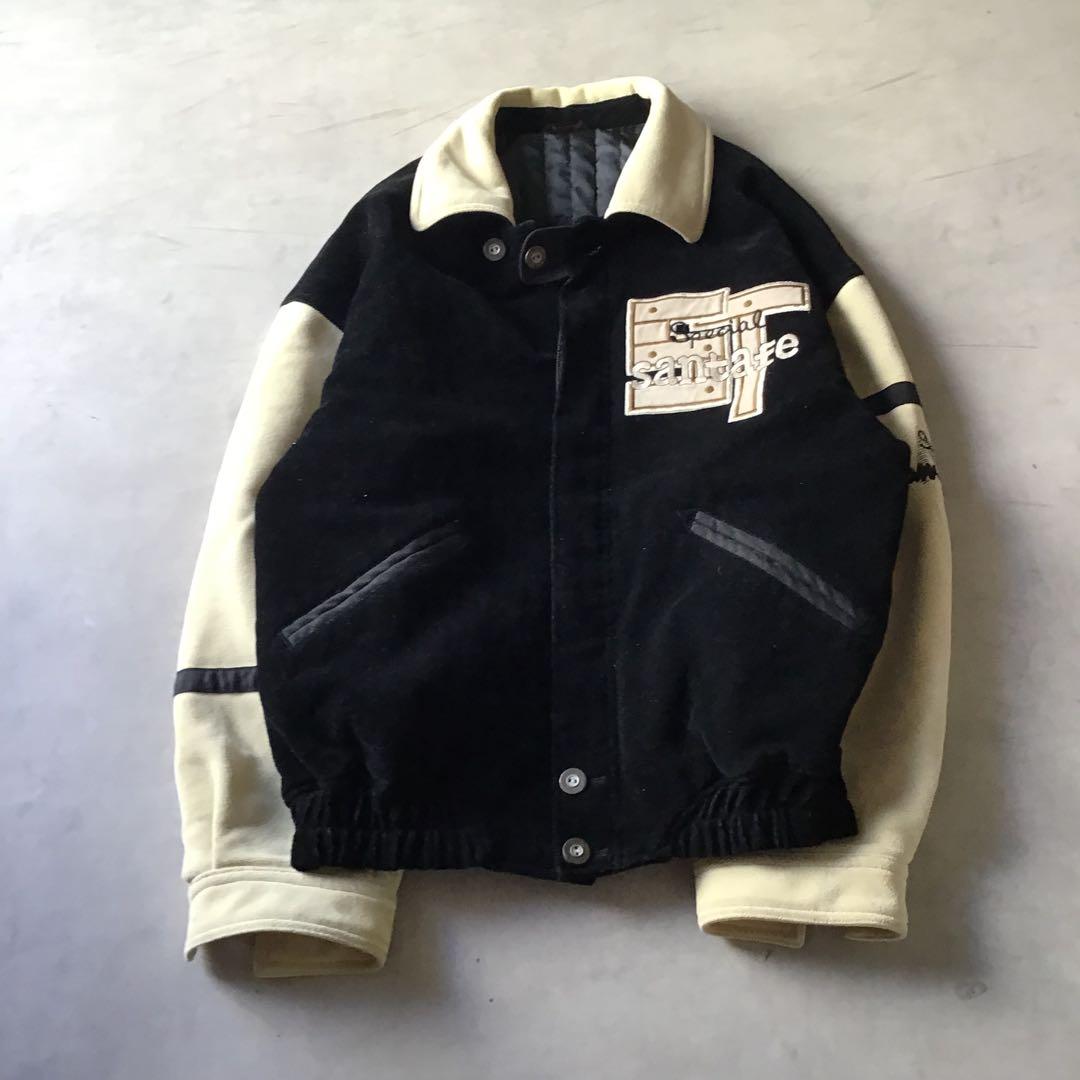 santafe サンタフェ スタジャン　ブラック　黒　中わた　胸ロゴ　刺繍