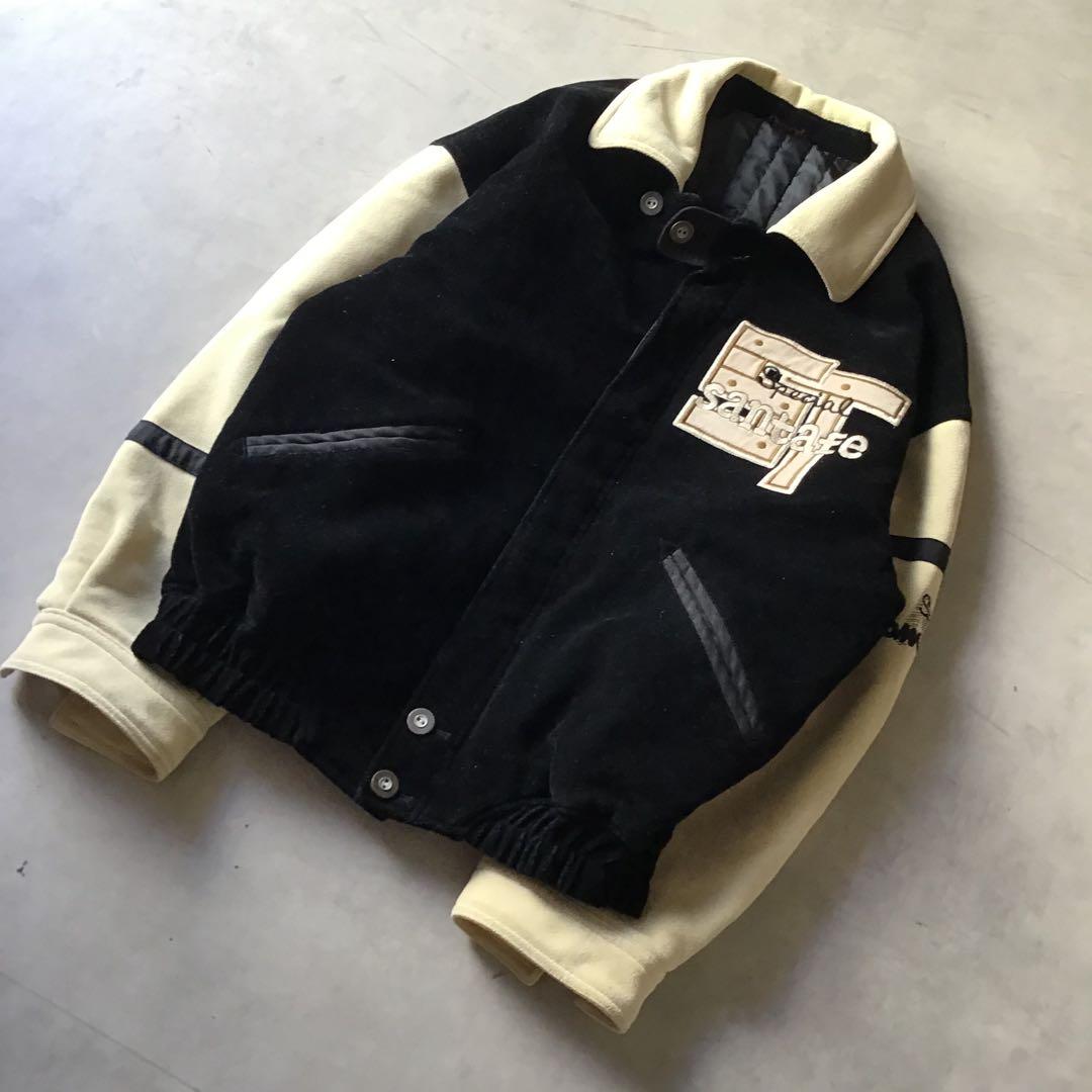 santafe サンタフェ スタジャン　ブラック　黒　中わた　胸ロゴ　刺繍