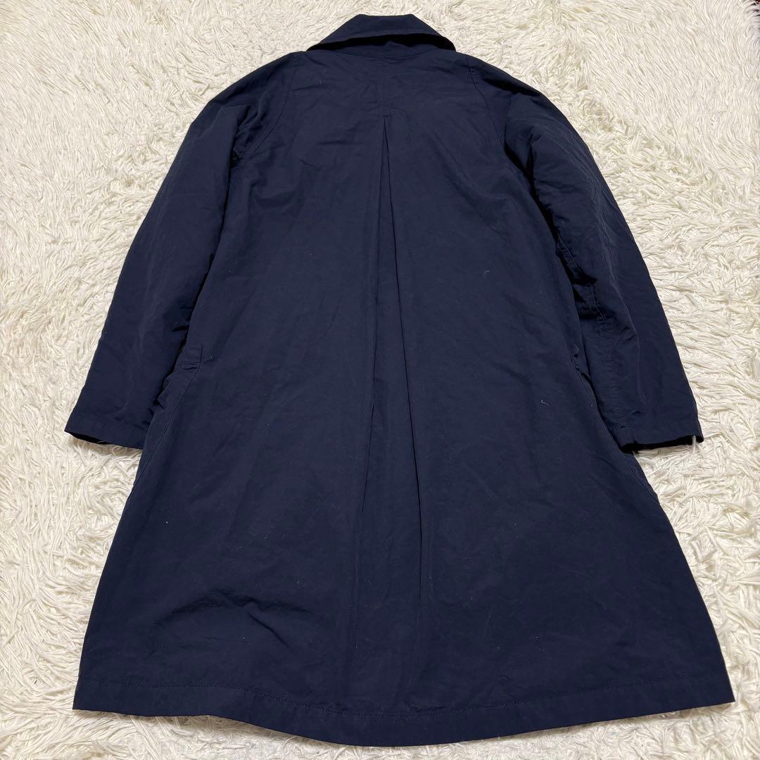 希少 Y's 中綿 コート ステンカラーコート ロング ネイビー S ナイロン