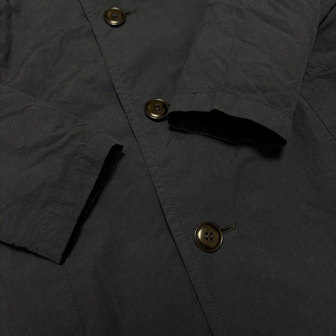 希少 Y's 中綿 コート ステンカラーコート ロング ネイビー S ナイロン