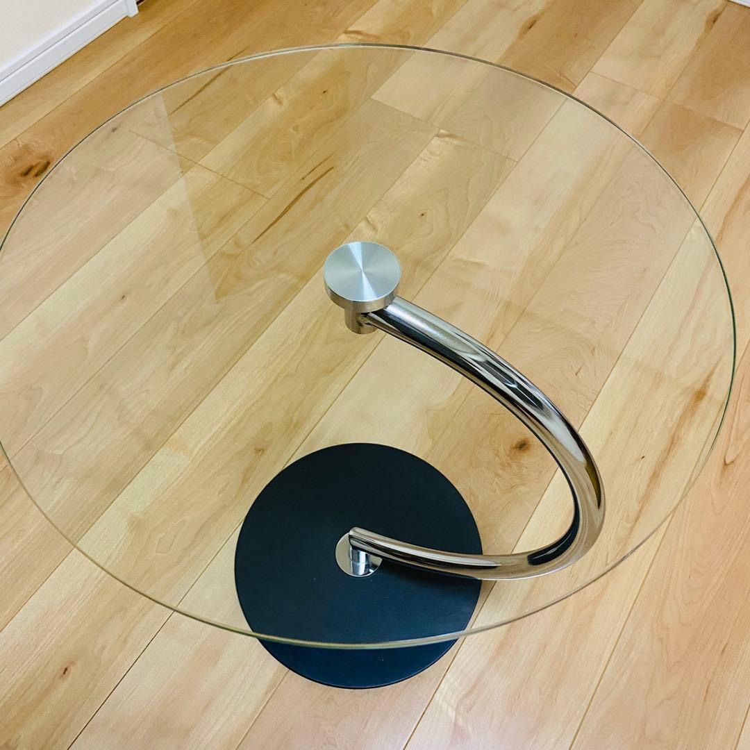 【美品】　クリア　ガラス天板　モダン　スタイリッシュ　サイドテーブル　あずま工芸